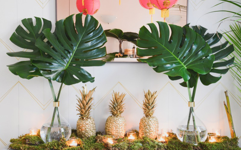 Golden Pineapple and Tropical Green Palm Leaves – shared by HOMEPOLISH