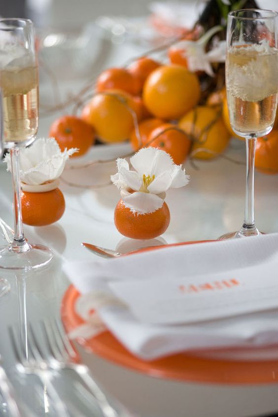Orange and White Modern Tablescape Décor