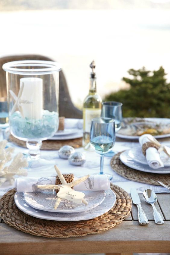 Coastal Beach Tablescape – shared by Williams Sonoma