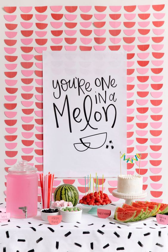 “You’re One In A Melon” Printable for Watermelon Food Station - shared by Tell Love and Party