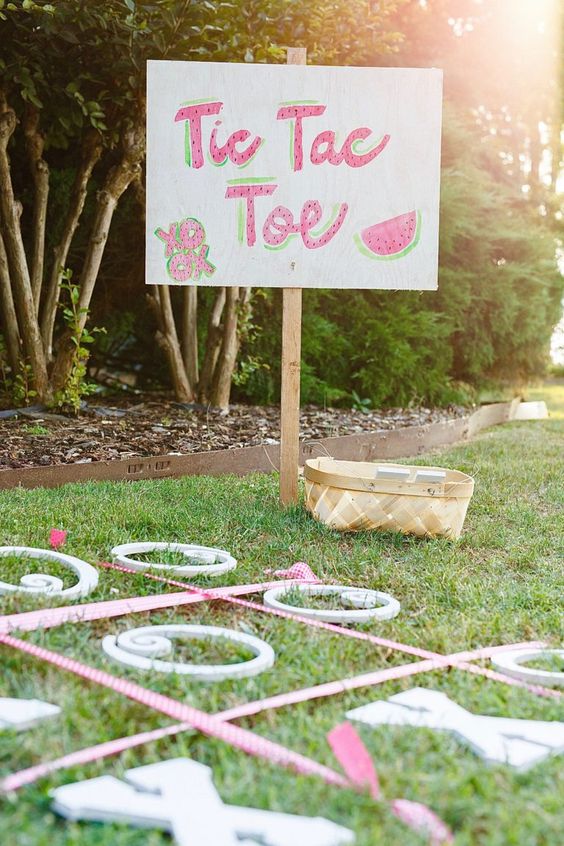 Outdoor Tic-Tac-Toe Yard Game with Watermelon Theme – shared on Project Nursery