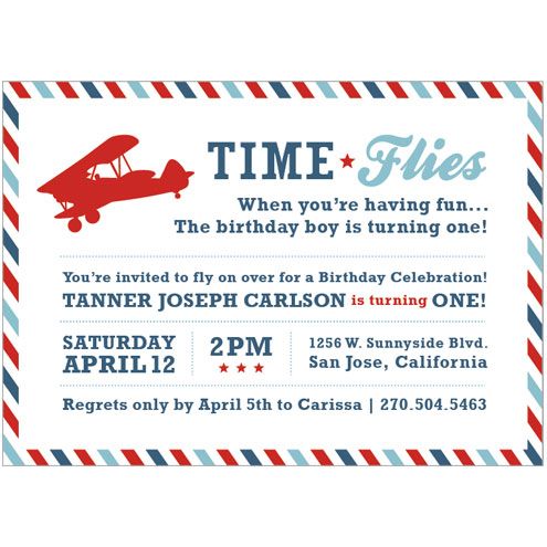 Time Flies When You’re Having Fun Vintage Airplane Invitation – available on I Heart to Party