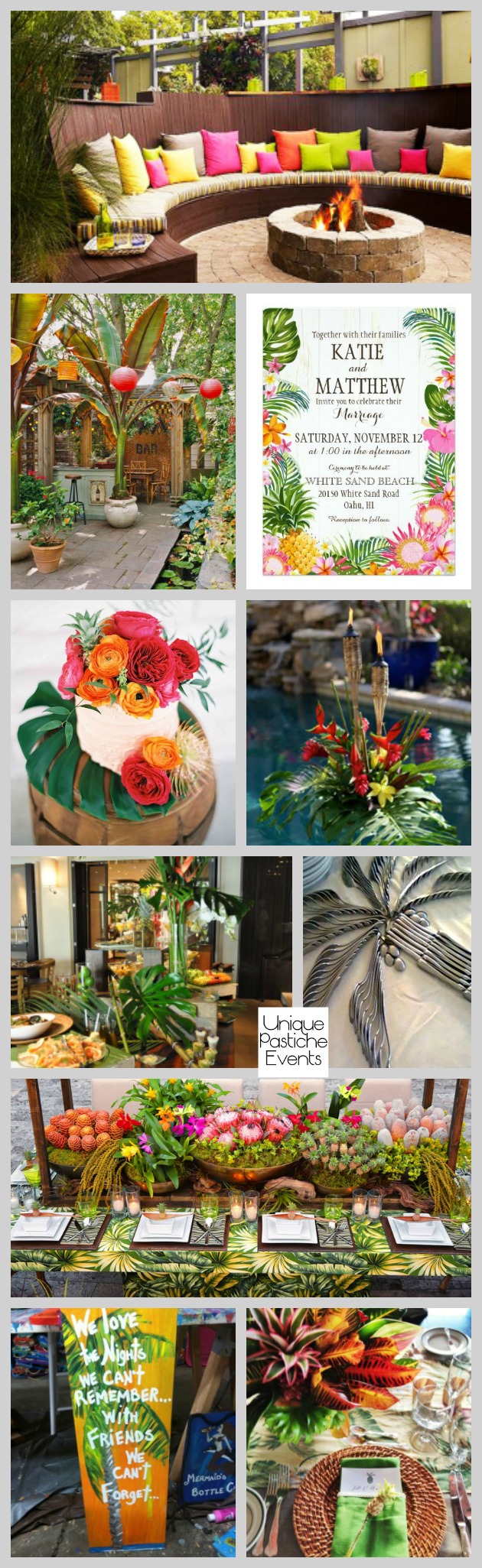 Tropical Backyard Engagement Party See all these engagement party ideas here: https://uniquepasticheevents.com/2016/08/24/tropical-backyard-engagement-party/