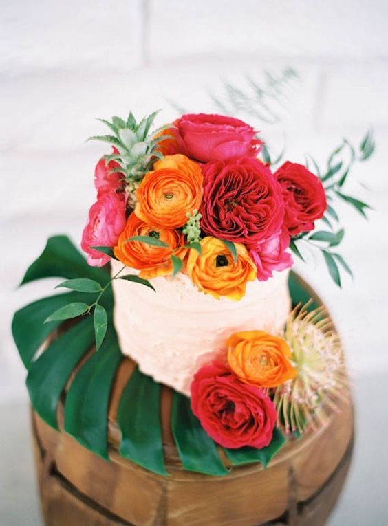 Tropical Cake Display – shared on 100 Layer Cake