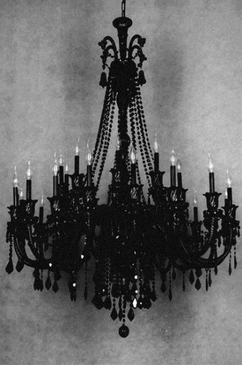 Black Crystal Chandelier – shared in a roundup post on Weddingomania