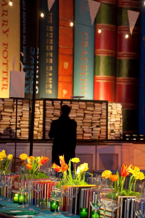 Book Theme Centerpiece and Giant Book Event Décor – created by David Stark Design