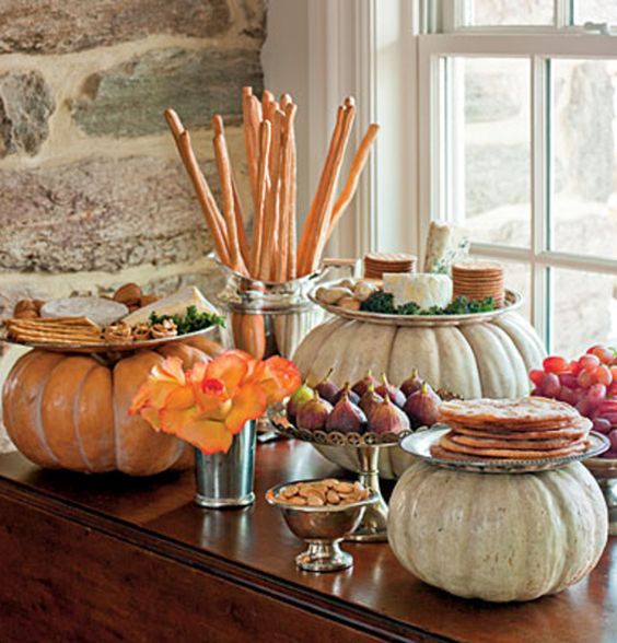 Modern Pumpkin Food Buffet Display for Thanksgiving – shared on About.com