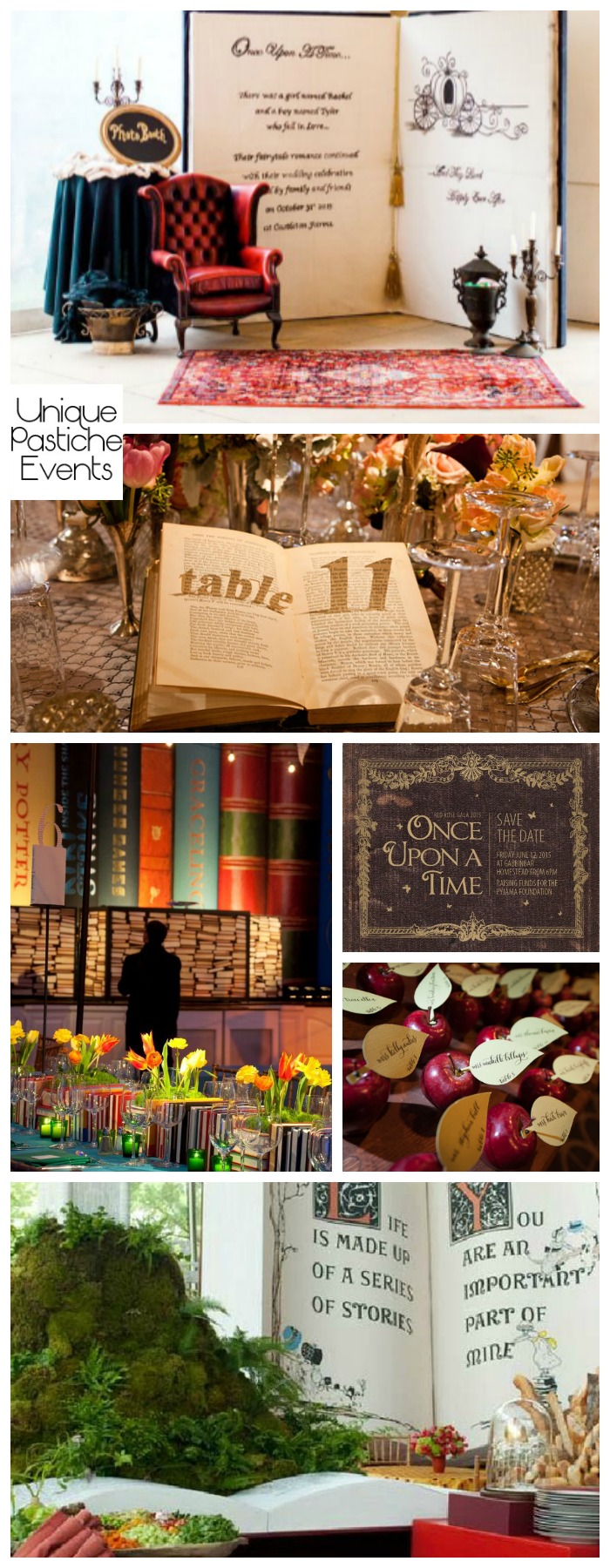 Once Upon a Time Storybook Gala Ideas Get more ideas about this party theme on the original post: https://uniquepasticheevents.com/2016/10/26/once-upon-a-time-storybook-gala-ideas/