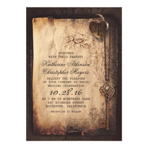 Vintage Skeleton Key Wedding Invitation – designed by Jinaiji on Zazzle