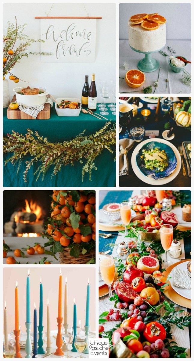 Citrus Themed Thanksgiving Decor Get all the ideas for next year: https://uniquepasticheevents.com/2016/11/09/citrus-themed-thanksgiving-decor/