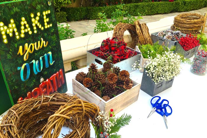 Holiday Wreath Making Stations – as featured on BizBash