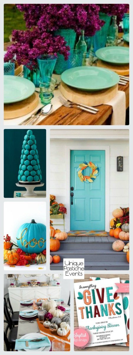 Modern and Clean Thanksgiving Decor in Maroon and Turquoise Blue Get all the details here: https://uniquepasticheevents.com/2016/11/16/modern-and-clean-thanksgiving-decor-in-maroon-and-turquoise-blue/