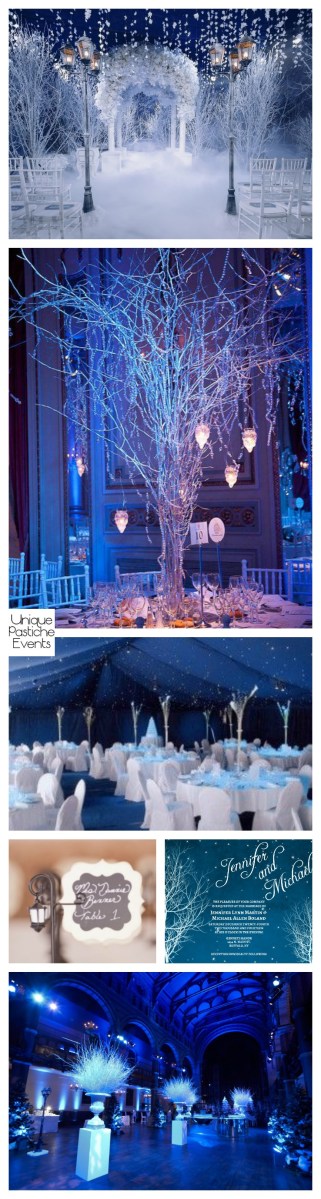 A Wedding on a Snowy Winter Night Read all the details of this wedding inspiration here: https://uniquepasticheevents.com/2016/12/14/a-wedding-on-a-snowy-winter-night/