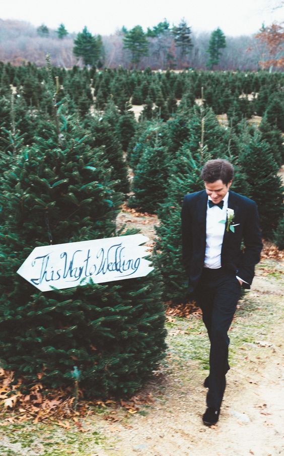 Christmas Tree Farm Wedding Sign – featured on Town and Country Magazine