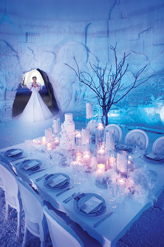 Icy Venue and Tablescape at Snow Village, Parc Jean-Drapeau – featured on Elegant Wedding