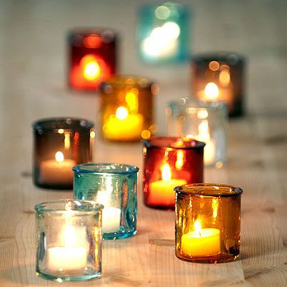 Colorful Glass Votive Candle Decorations – spotted on Pinterest