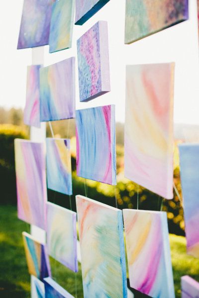 Colorful Watercolor Canvas Wedding or Photo Backdrop – shared in the Style Me Pretty Vault