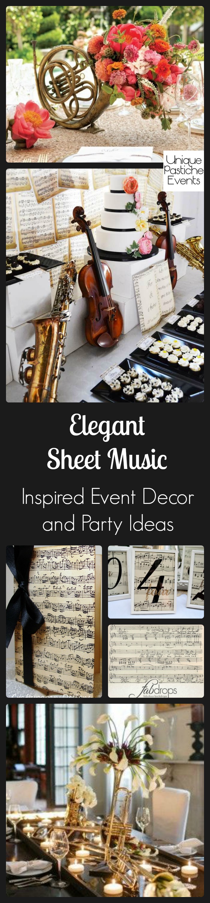 Elegant Sheet Music Inspired Event Decor and Party Ideas