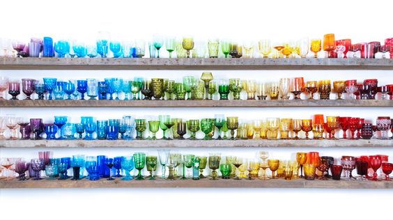 Jewel Tone Vintage Glassware Display – spotted on Pinterest