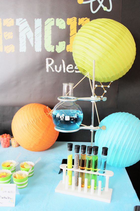 Science Lab Party Food Buffett Display – shared by Michelle’s Party Plan-It