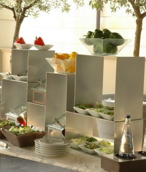 Cubic Food Buffet Stands and Elevations – shared in a roundup post by Flick River