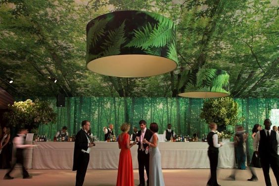 Green Woods Tent and Ceiling with Green Fern Lamps – shared in a roundup post by Food52