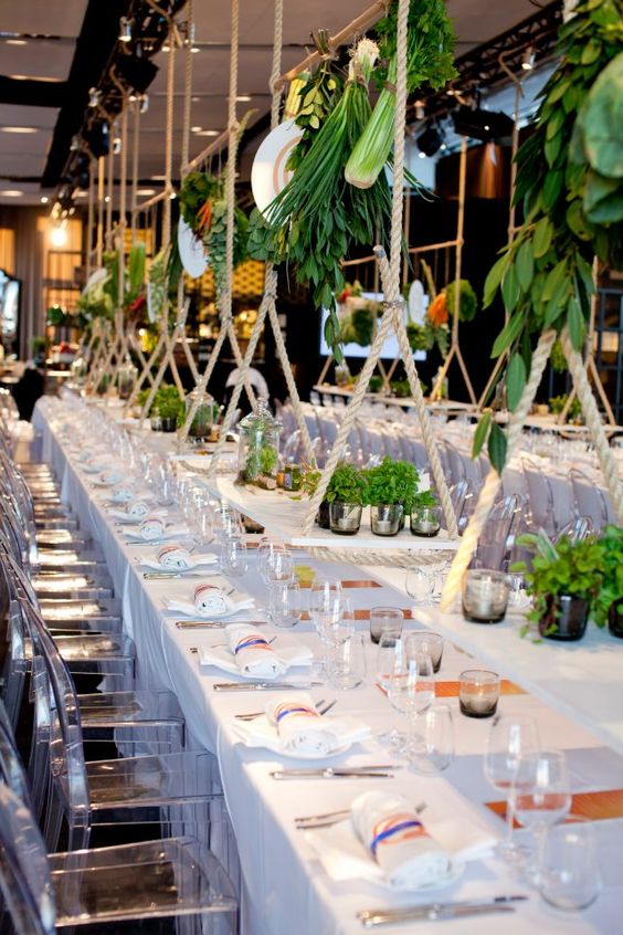 Hanging Herb Table Decor - shared on a roundup post on Interiors Addict