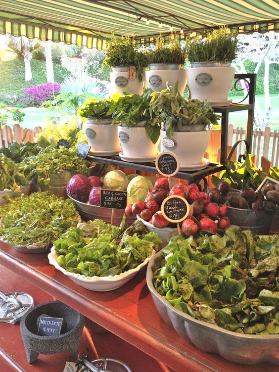 Market Style Salad Bar with Fresh Herbs and Greens – shared on Vignette Design