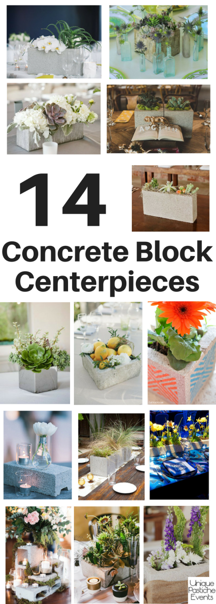 14 Concrete Block Centerpieces for Any Event Get all the details and more inspiration here: https://uniquepasticheevents.com/2017/05/24/14-concrete-block-centerpieces-for-any-event/