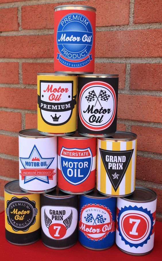 Car Party Oil Can Wraps for Bean Bag Toss