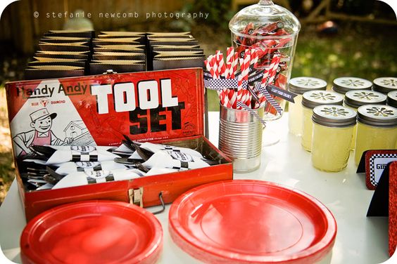 Car Themed Party Tool Set Silverware Sets Display