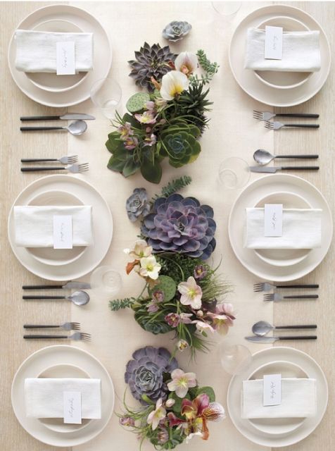 Simple Succulent Table Decor and Centerpiece
