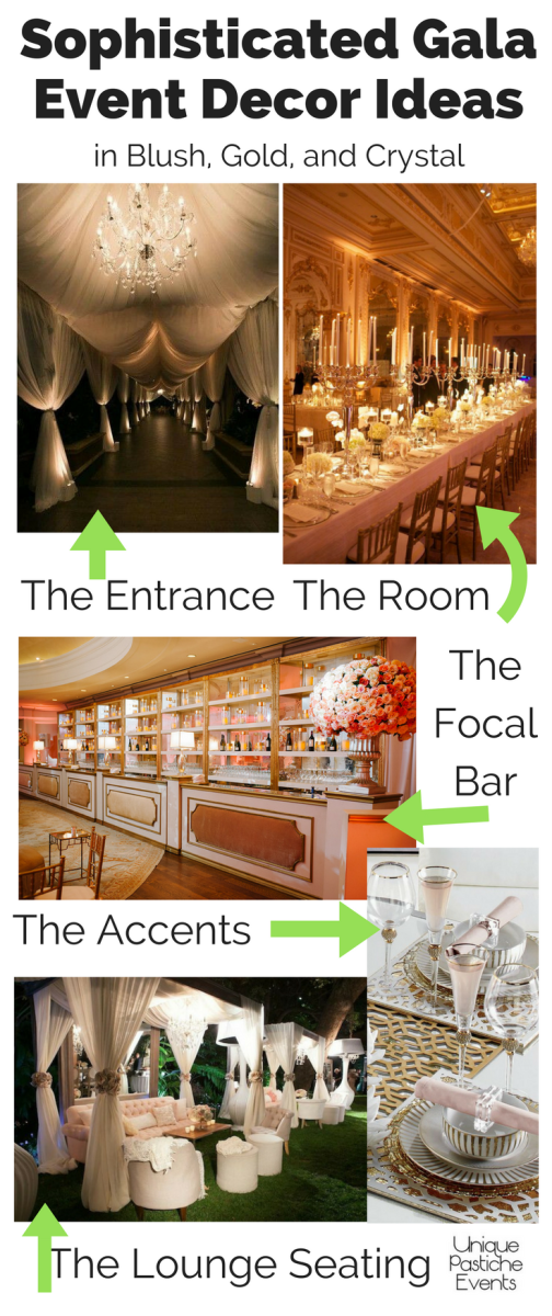 Sophisticated Blush, Gold, and White Gala with Crystal Accents