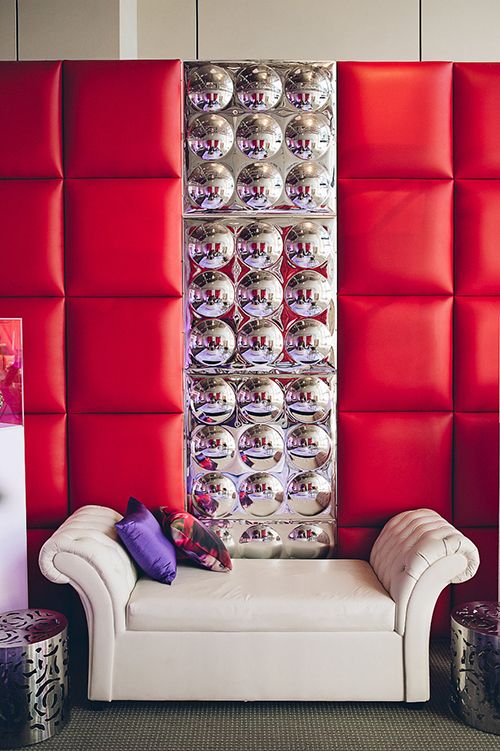 Red and White Lounge with Silver Metal Accents – available through AFR Events