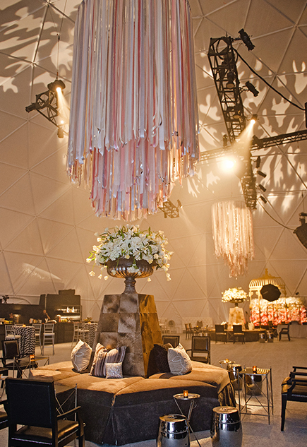 Ribbon Chandelier in Shades of Pink and Blush – shared by Todd Events